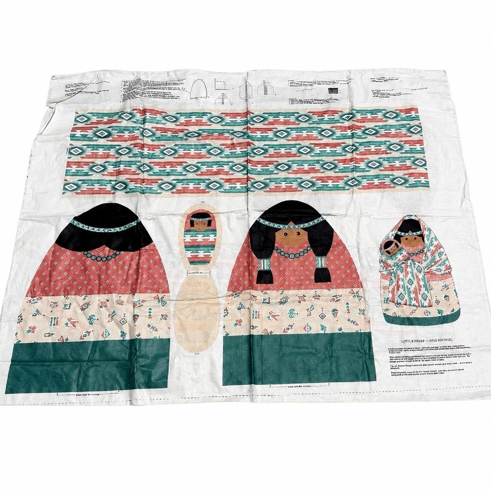 Vintage VIP Cranston Little Deer Indian Doll Fabric Craft Panel Uncut West Wind